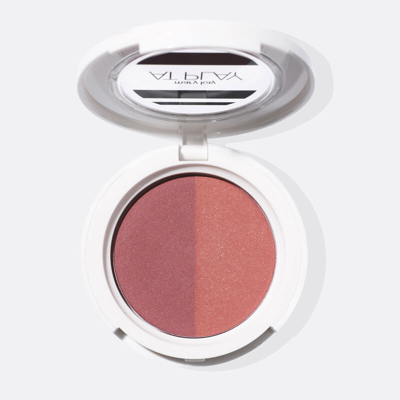 Open compact of Mary Kay At Play Blush Duo in the shade Coral Sky