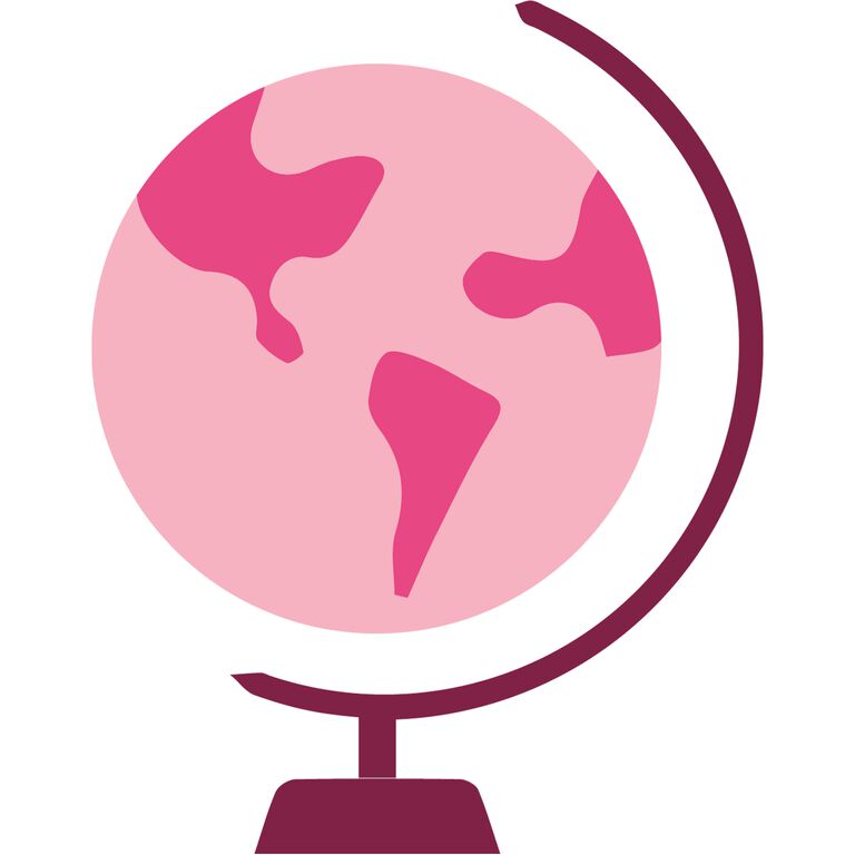 Ilustraci&oacute;n rosa de Mary Kay de un globo terr&aacute;queo